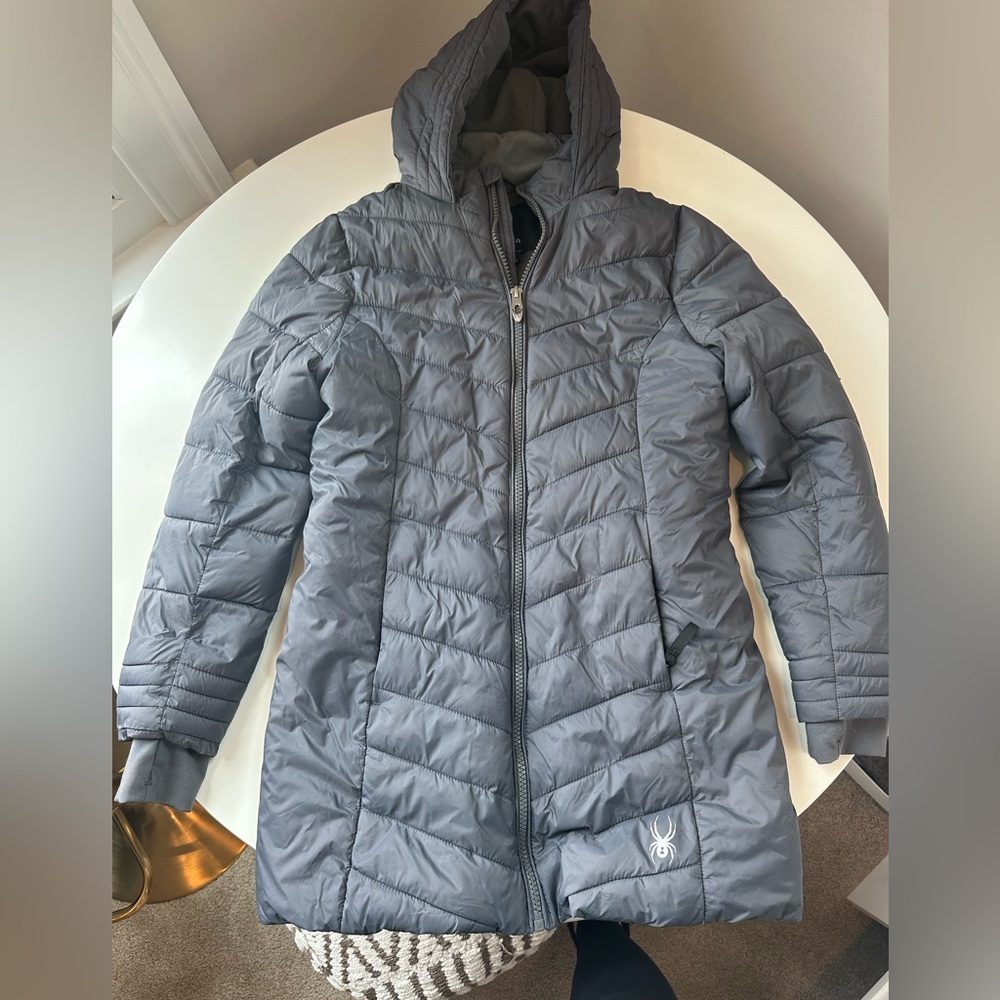 Spyder Girls Gray Quilted Hooded Jacket